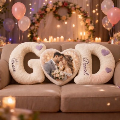 Personalized Couple's Letter Pillow Sets with Photo for Valentine's Day Gifts