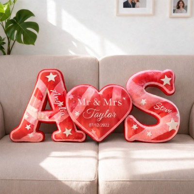 Personalized Couple Star Pattern Design Pillow Sets with Anniversary Date for Valentine's Day Gifts