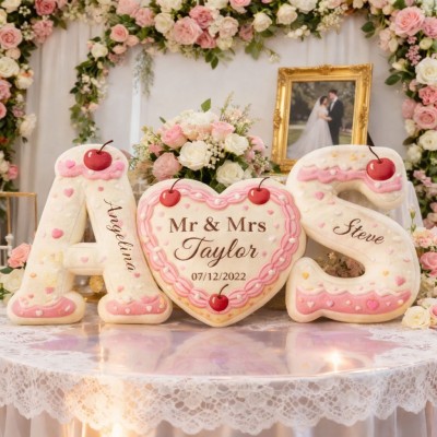 Personalized Couple Fruit Pattern Design Pillow Sets with Anniversary Date for Valentine's Day Gifts