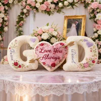 Personalized Couple's Letter Heart Pattern Printing Pillow Sets for Valentine's Day Gifts