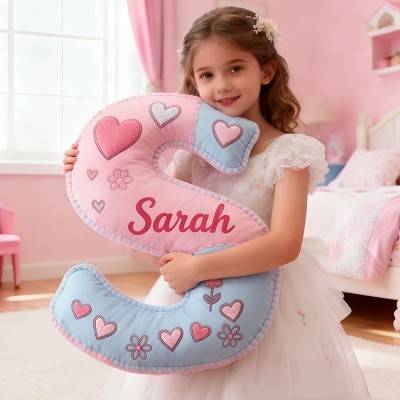 Personalized Flower Girl Floral Heart Pink Plaid Graphic 3D Printed Pillow Custom Girl friend Name Cushion Valentine's Day Gift