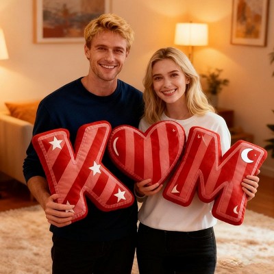 Personalized Girlfriend Initials Pillow Custom Couple Newlyweds Letter Cushion DIY Name Pillow