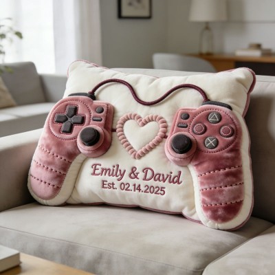 Personalized Couple Themed Gaming Controller Cushion