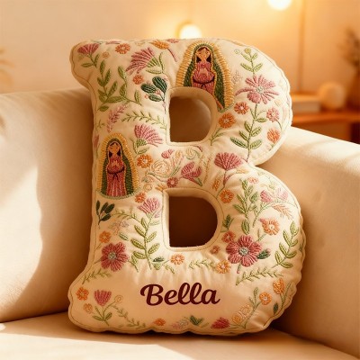 Personalized Our Lady of Guadalupe Letter Pillow with Custom Name Graphic 3D Print Pillow Religious Gift