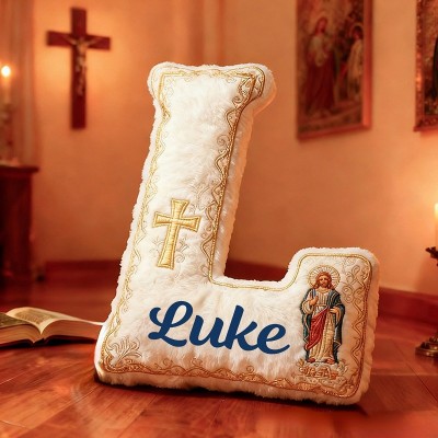 Personalized Jesus Cross Letter Pillow with Custom Name 3D Print Pillow Religious Faith Gift for Christians Jesus Lover Gift