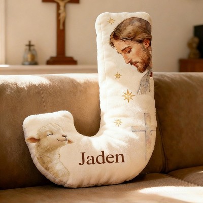 Personalized Jesus Lamb Letter Pillow with Custom Name 3D Print Pillow