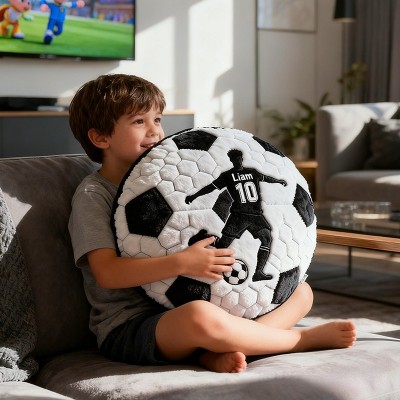 Personalized Soccer Pillow with Custom Name and Player Silhouette for Kids and Fans