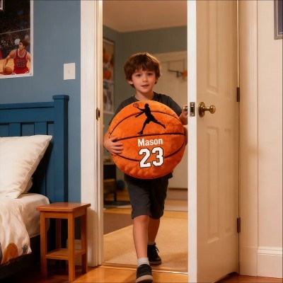 Personalized Basketball Pillow with Custom Name and Jersey Number for Kids and Sports Fans