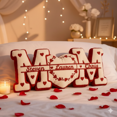 Personalized Initial Pillow Custom Name Plush Gift Mother's Day Gift For Mom Grandma