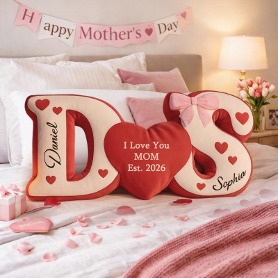 Personalized Mom Heart Throw Pillow Custom Names Mother's Day Gift for Mom Grandma