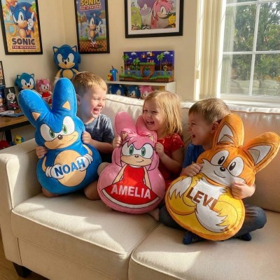 Custom Pillow Personalized Easter Bunny Family Plush Pillow Easter Basket Gift Kids Pillow Gift for Boy or Girl