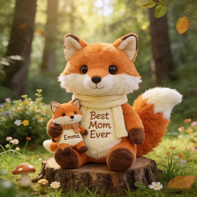 Custom Mother's Day fox-themed family Pillow Customizable with Children's Names