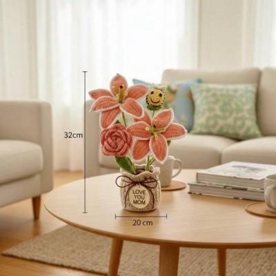 Mother’s Day Crochet Flower Bouquet Handmade Forever Flowers Gift for Mom Home Decor