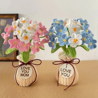 Mother’s Day Crochet Flower Bouquet Handmade Forever Flowers Gift for Mom Home Decor