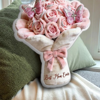 Perfect Gift For Mom Grandma Beautiful Bouquet - Personalized Mother Faux Fur Shaped Pillow