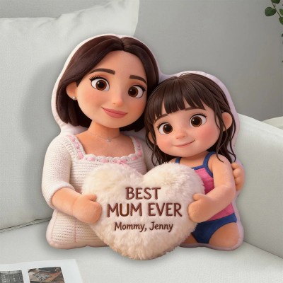 Best Mom Ever - Personalized Mother Faux Fur Shaped Pillow