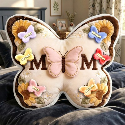Custom Mother's Day Pillow  Butterfly Mom Personalized Gifts For Mother